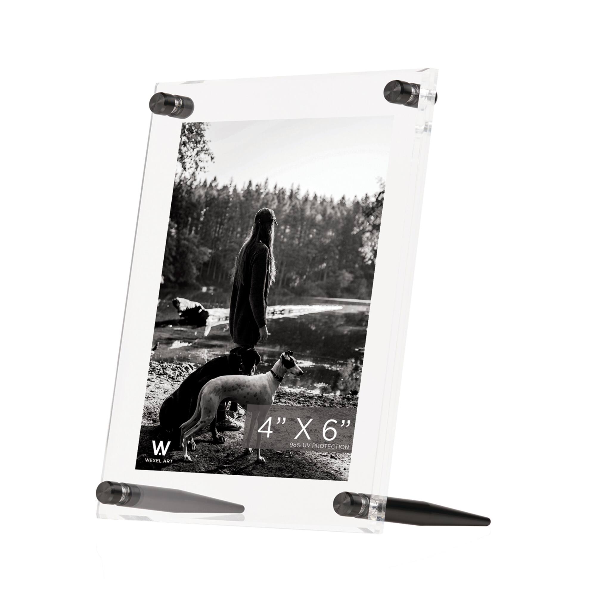 Wexel Art Clear Acrylic Tabletop Floating Picture Frame with Graphite Hardware